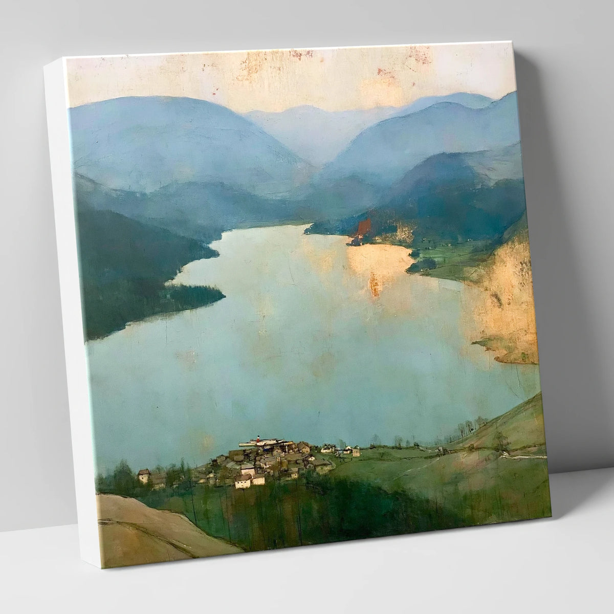 Glenridding and Ullswater in Gold lake district village canvas wall art