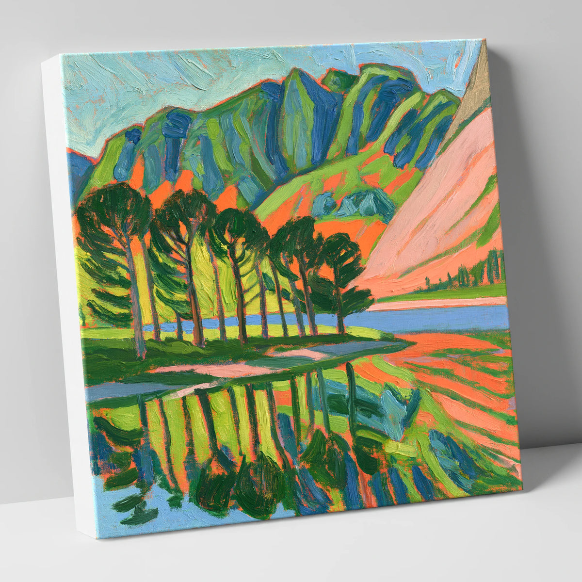 Vibrant Pines at Buttermere lake district lake canvas wall art