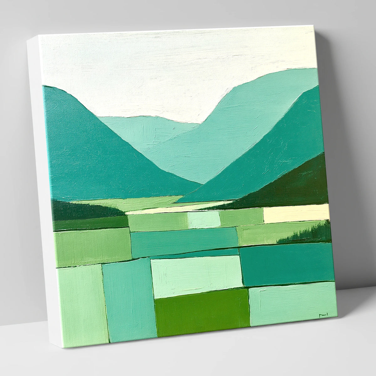 Borrowdale Valley in Bold Greens lake district valley canvas wall art