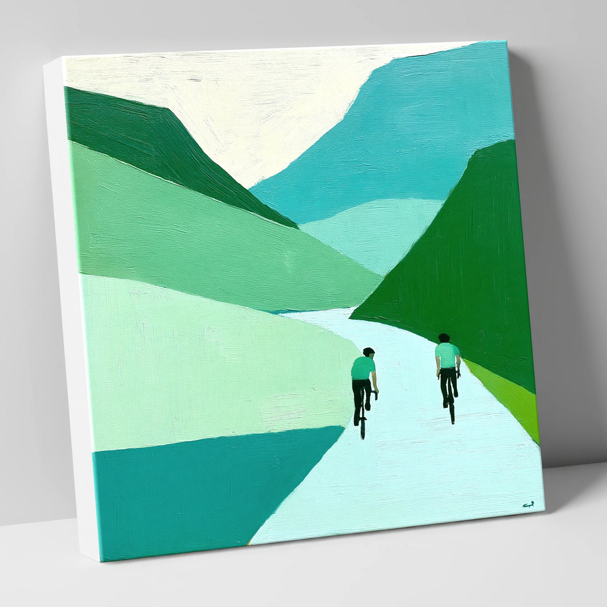 Cyclists Ascending Honister Pass lake district walking canvas wall art