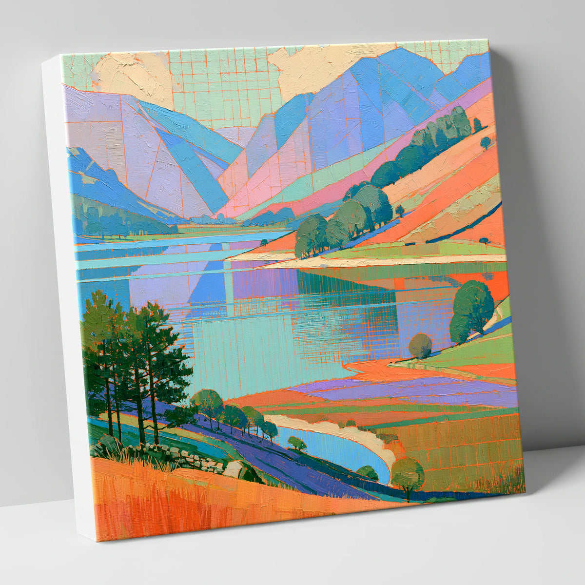 Vibrant Fells Over Turquoise Lake lake district lake canvas wall art
