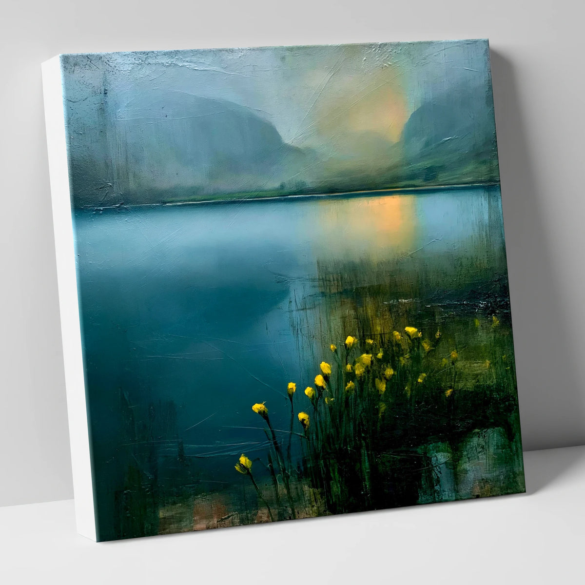 Misty Lake and Fading Rainbow lake district sky canvas wall art