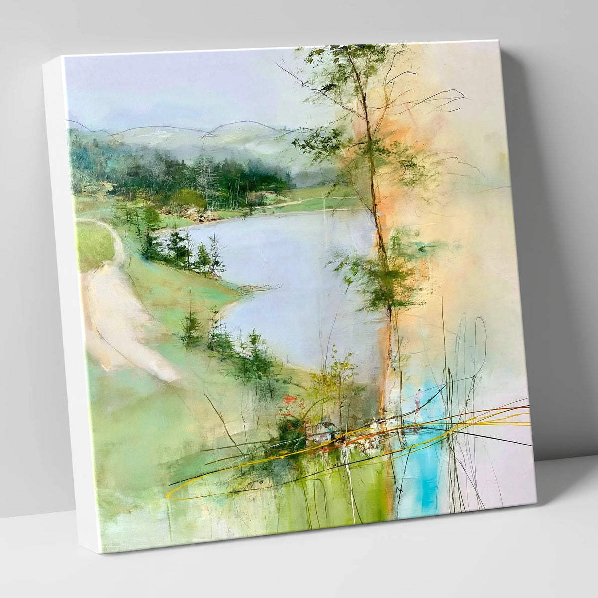 Tarn Hows in Spring Greens lake district lake canvas wall art