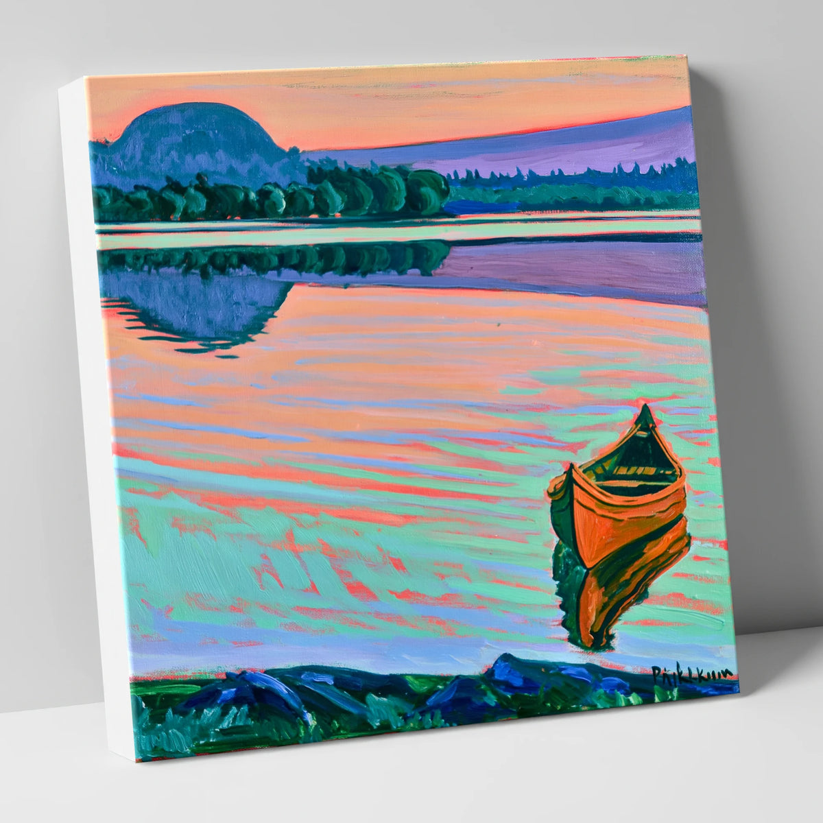 Vibrant Canoe on Windermere lake district lake canvas wall art