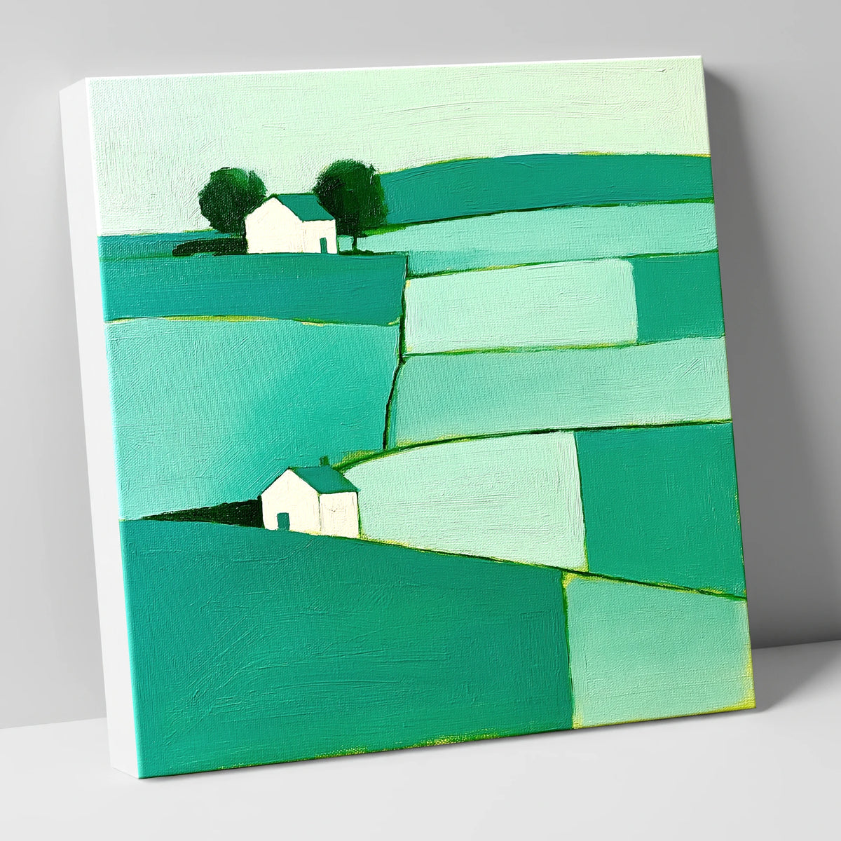 Teal Fields Near Sawrey lake district village canvas wall art