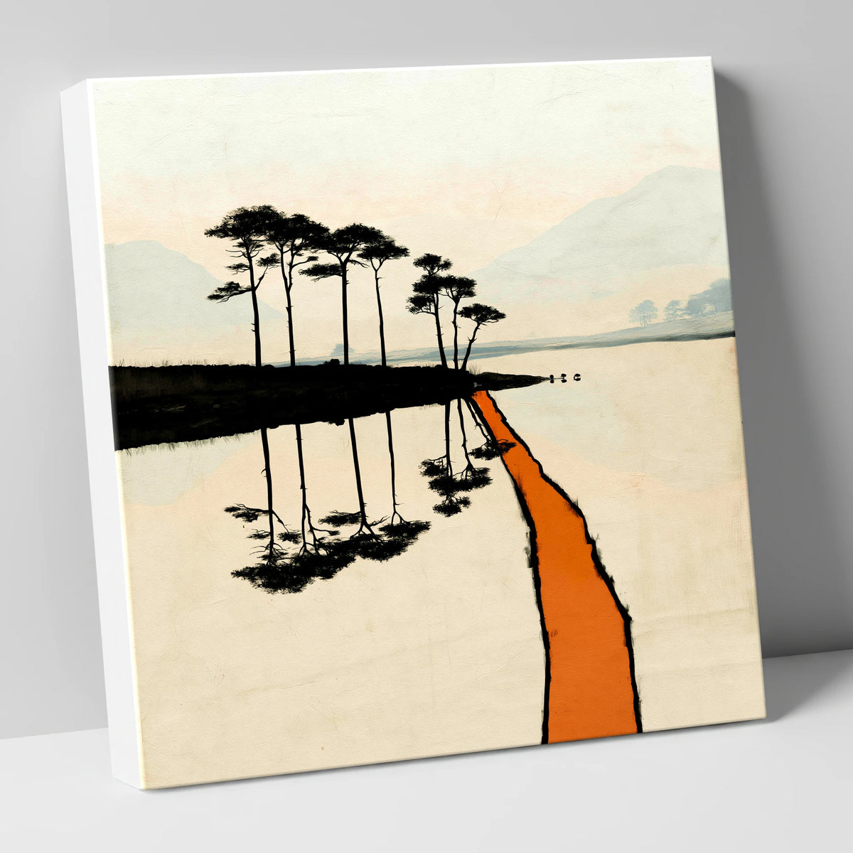 Still Lake Pines at Dawn lake district lake canvas wall art