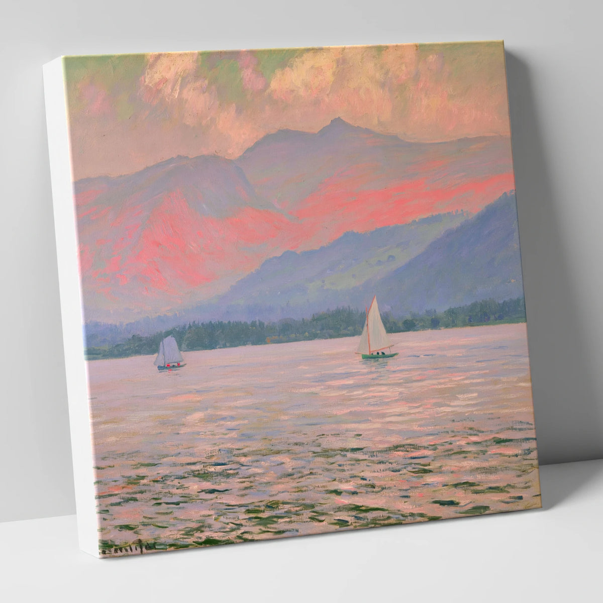Windermere Sailboats In Rose Light lake district lake canvas wall art