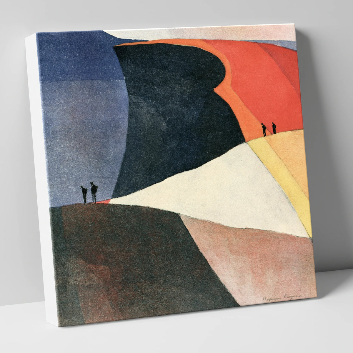 Abstract Hikers on the Fell lake district fell canvas wall art
