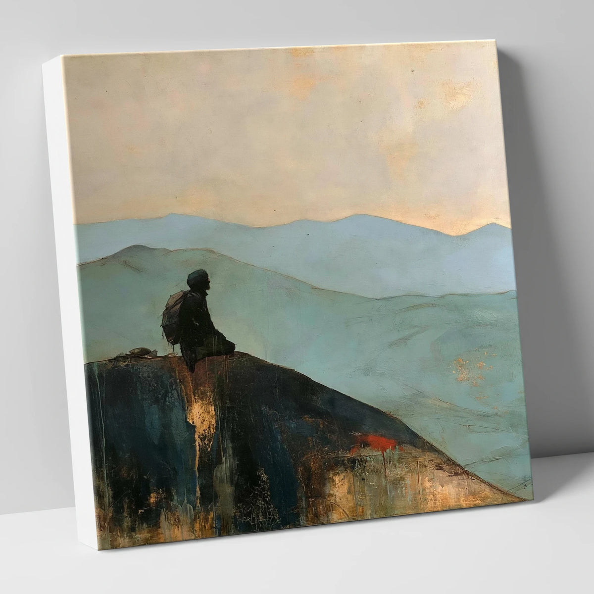 Silhouetted Walker on Blencathra Escarpment lake district fell canvas wall art