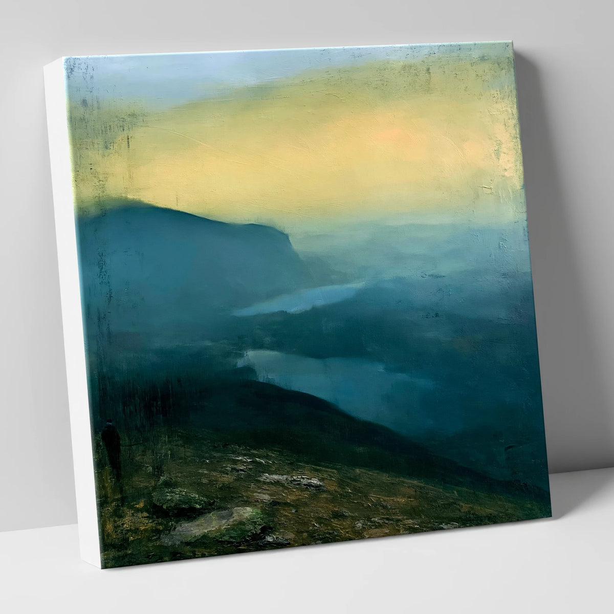 Deep Teal Fell Summit View lake district fell canvas wall art