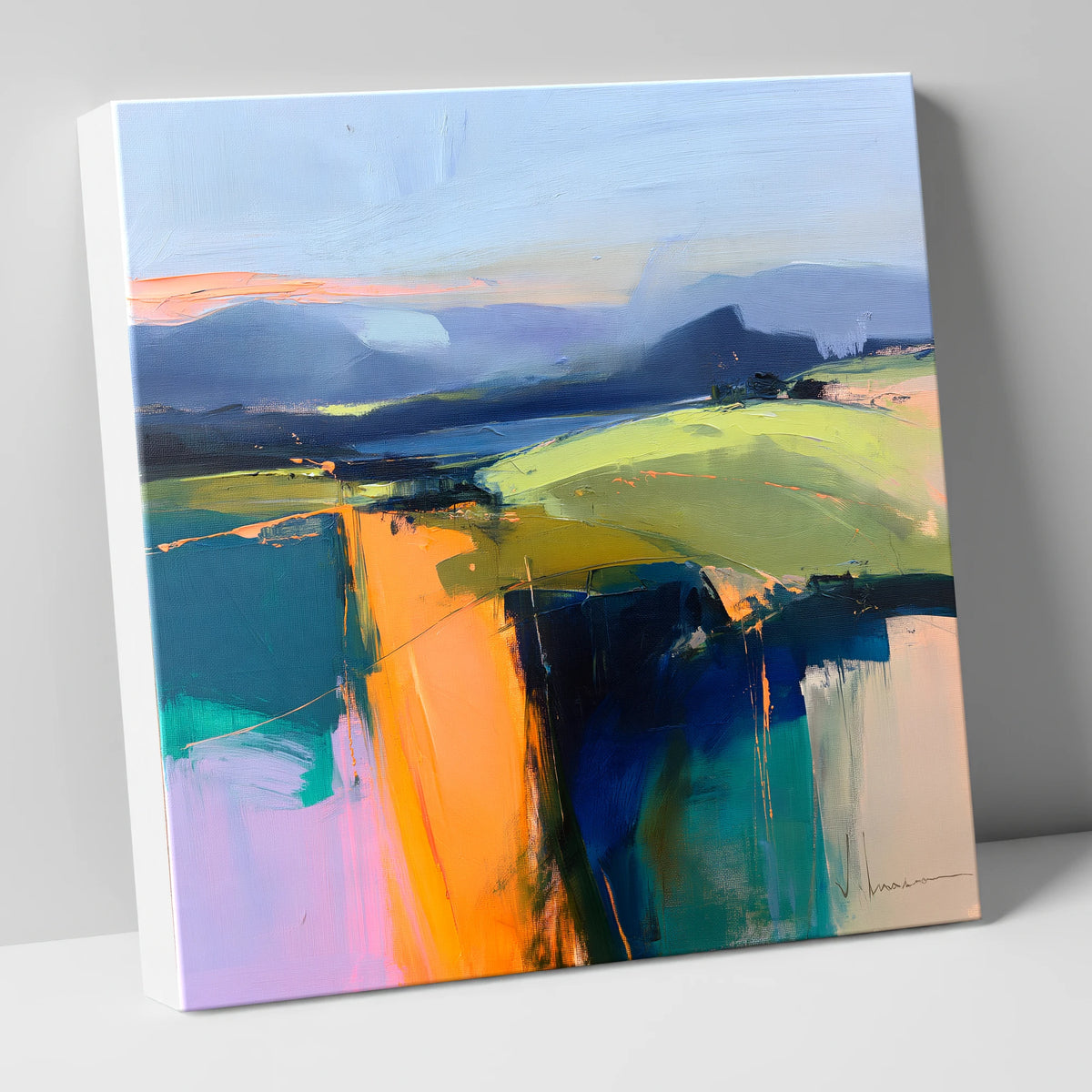 Vibrant Golden Evening Fells lake district sky canvas wall art