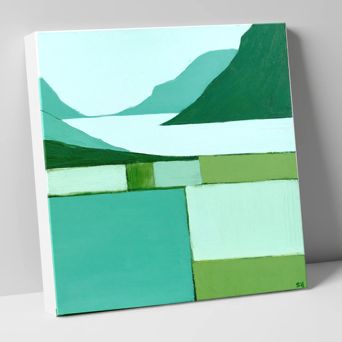 Wasdale Valley in Mint and Teal lake district valley canvas wall art