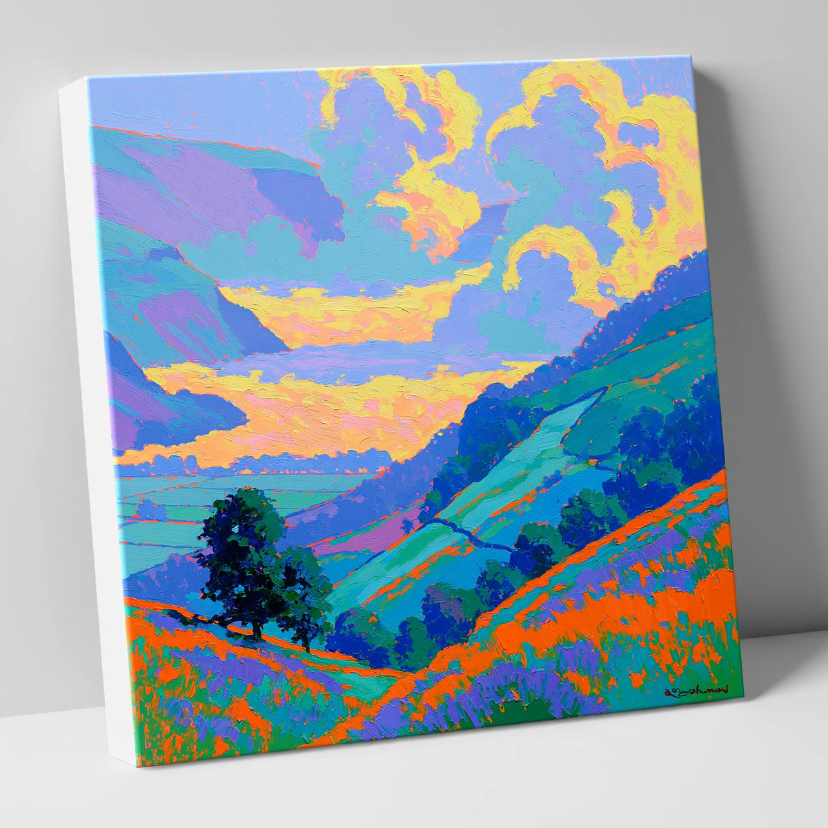 Vibrant Morning Valley Mist lake district sky canvas wall art