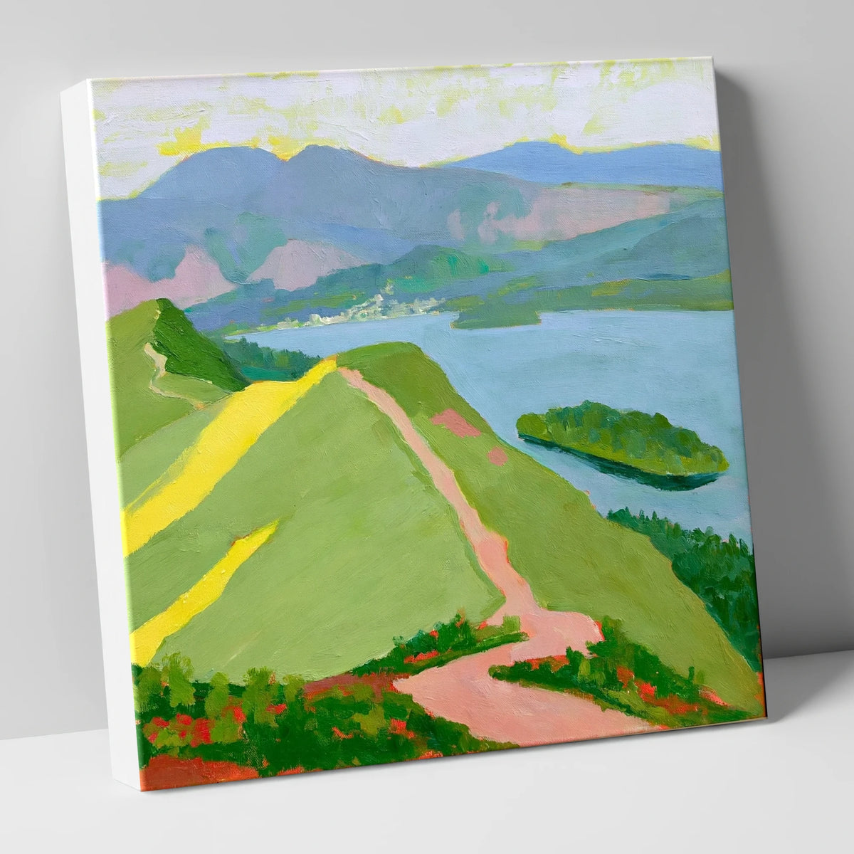 Vivid Derwentwater from Cat Bells lake district fell canvas wall art