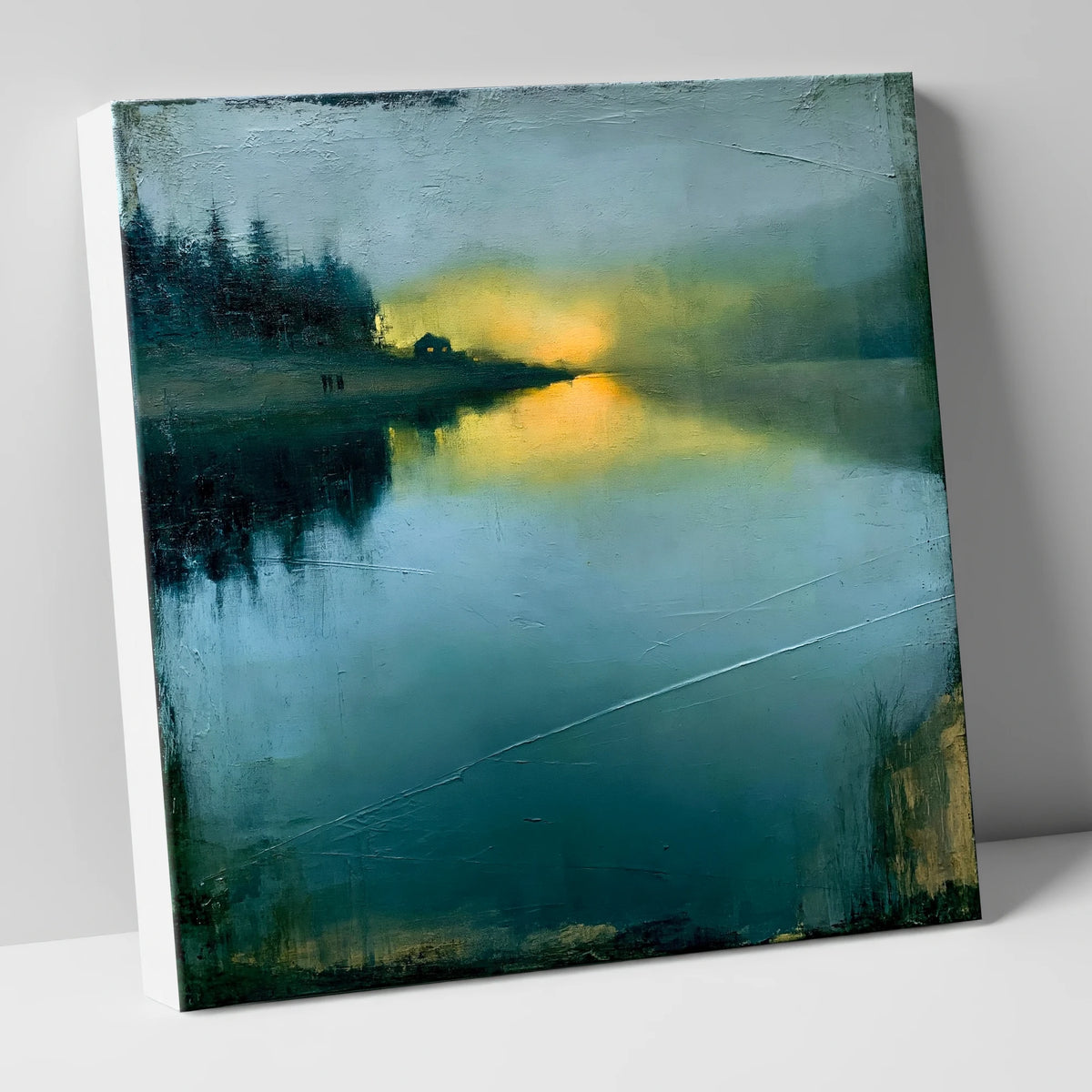 Sunset Over Deep Teal Water lake district lake canvas wall art