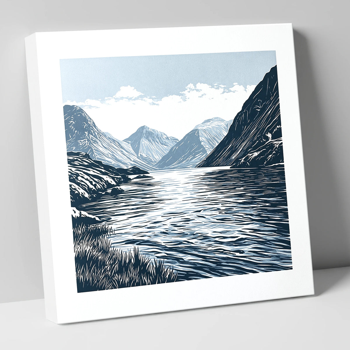 Wasdale Fells In Deep Navy lake district valley canvas wall art