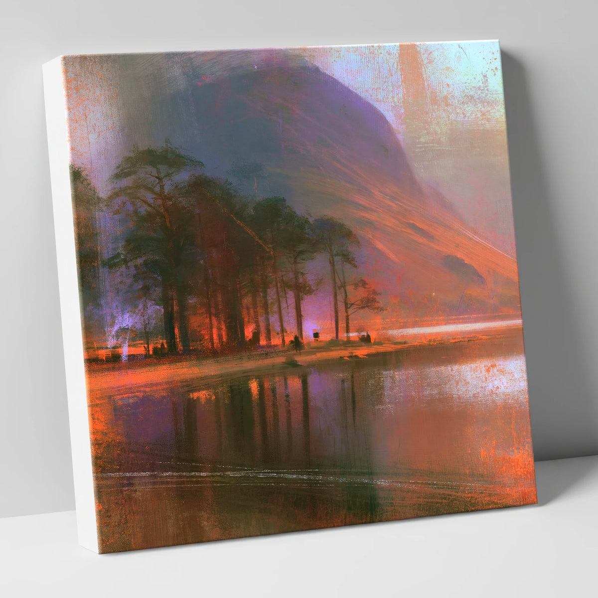 Buttermere Pines in Violet Dusk lake district lake canvas wall art