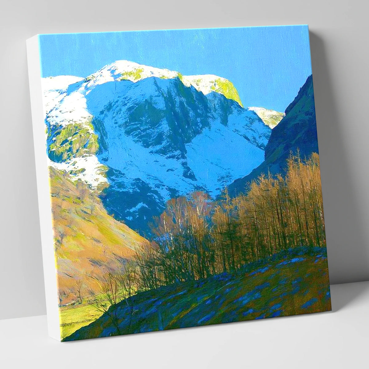 Eagle Crag in Winter Sun lake district fell canvas wall art