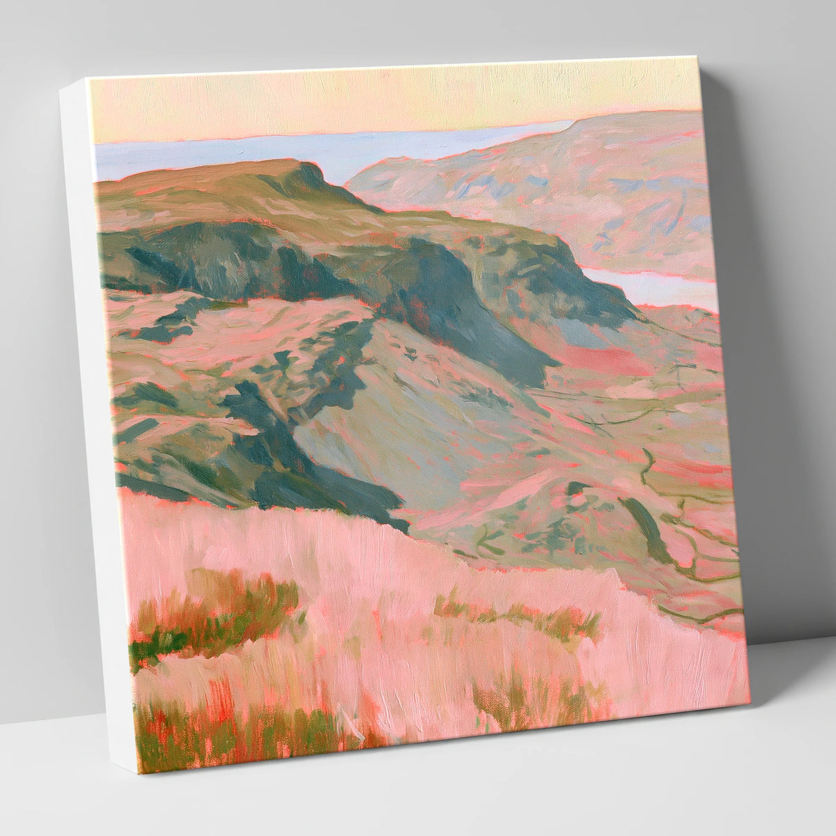 Fell Summit in Pastel Pink lake district fell canvas wall art