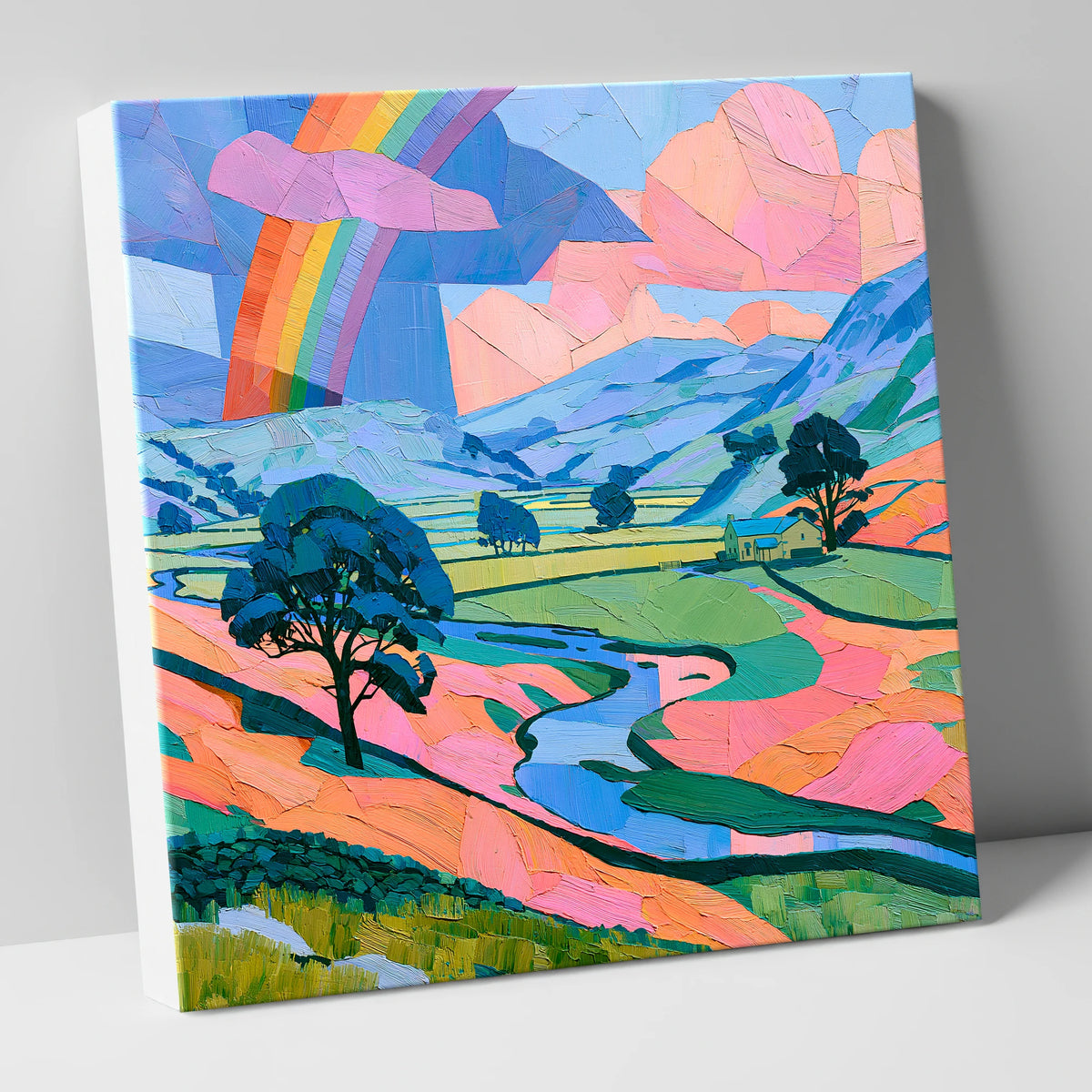 Lakeland Valley Rainbow After Rain lake district sky canvas wall art
