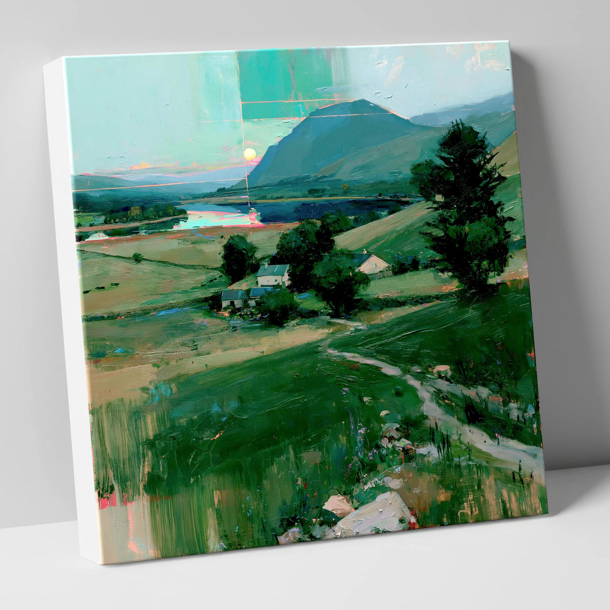 Neon Sunrise Over Lakeland Valley lake district lake canvas wall art