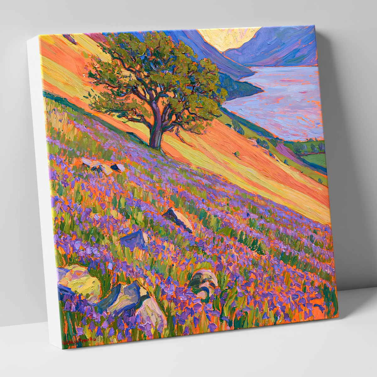 Vibrant Bluebells Above Crummock Water lake district lake canvas wall art