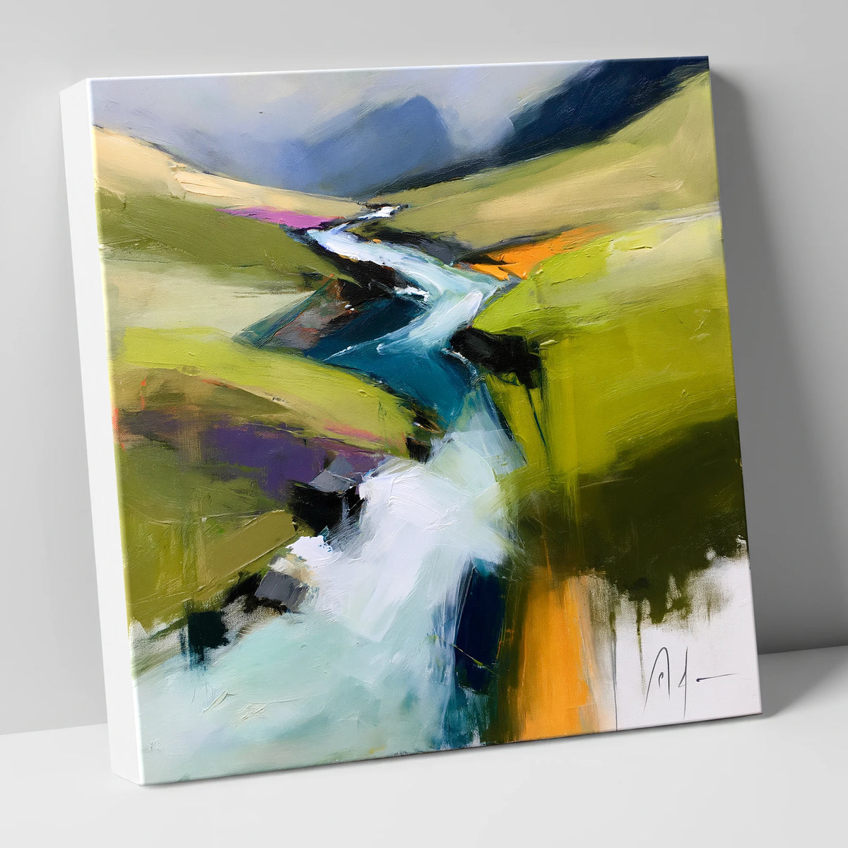 Dynamic Cascading Fellside Beck lake district waterfall canvas wall art