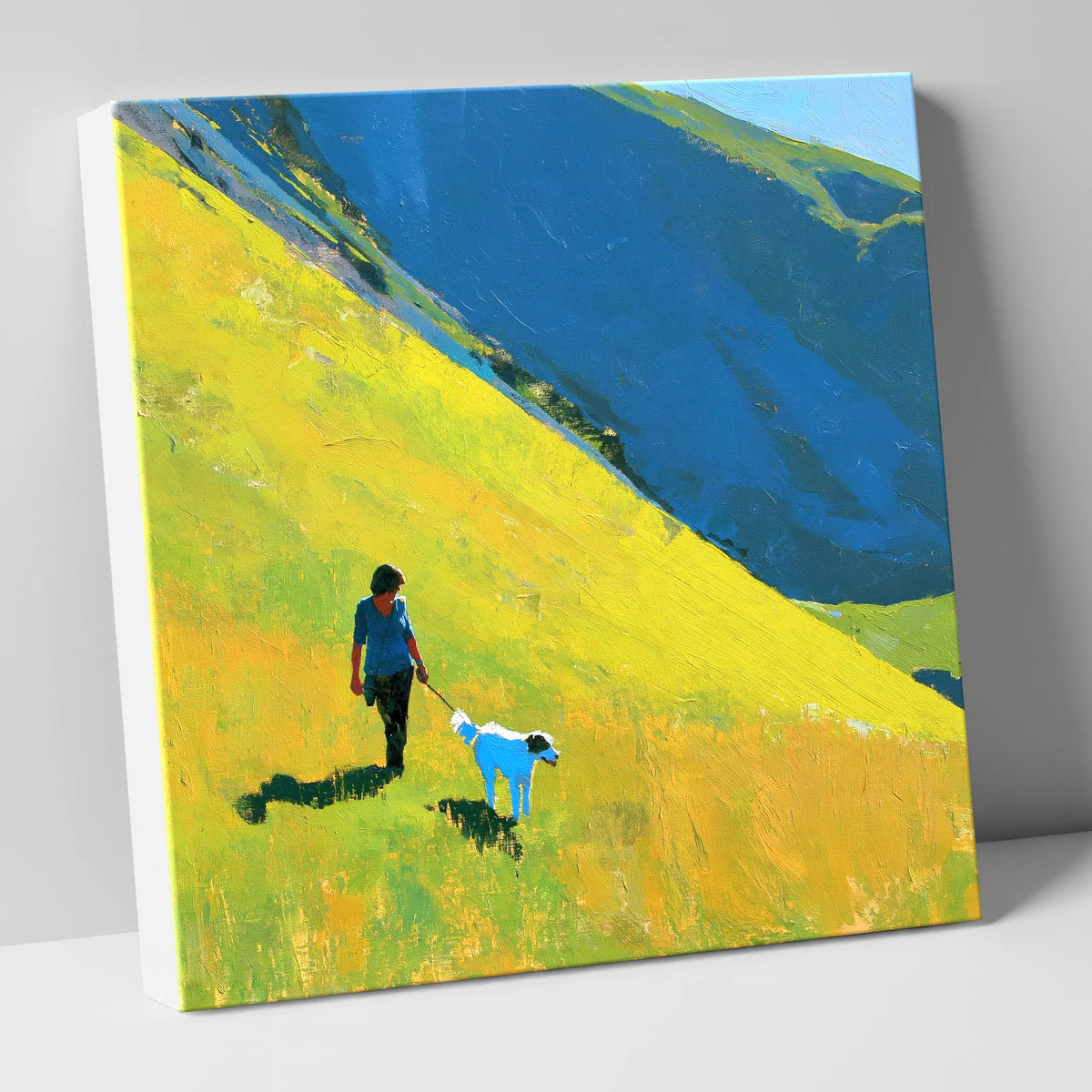 Sunlit Dog Walk on Helvellyn gifts for dog walkers canvas wall art