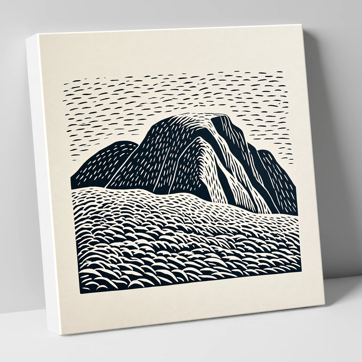 Graphic Monochrome Great Gable lake district fell canvas wall art