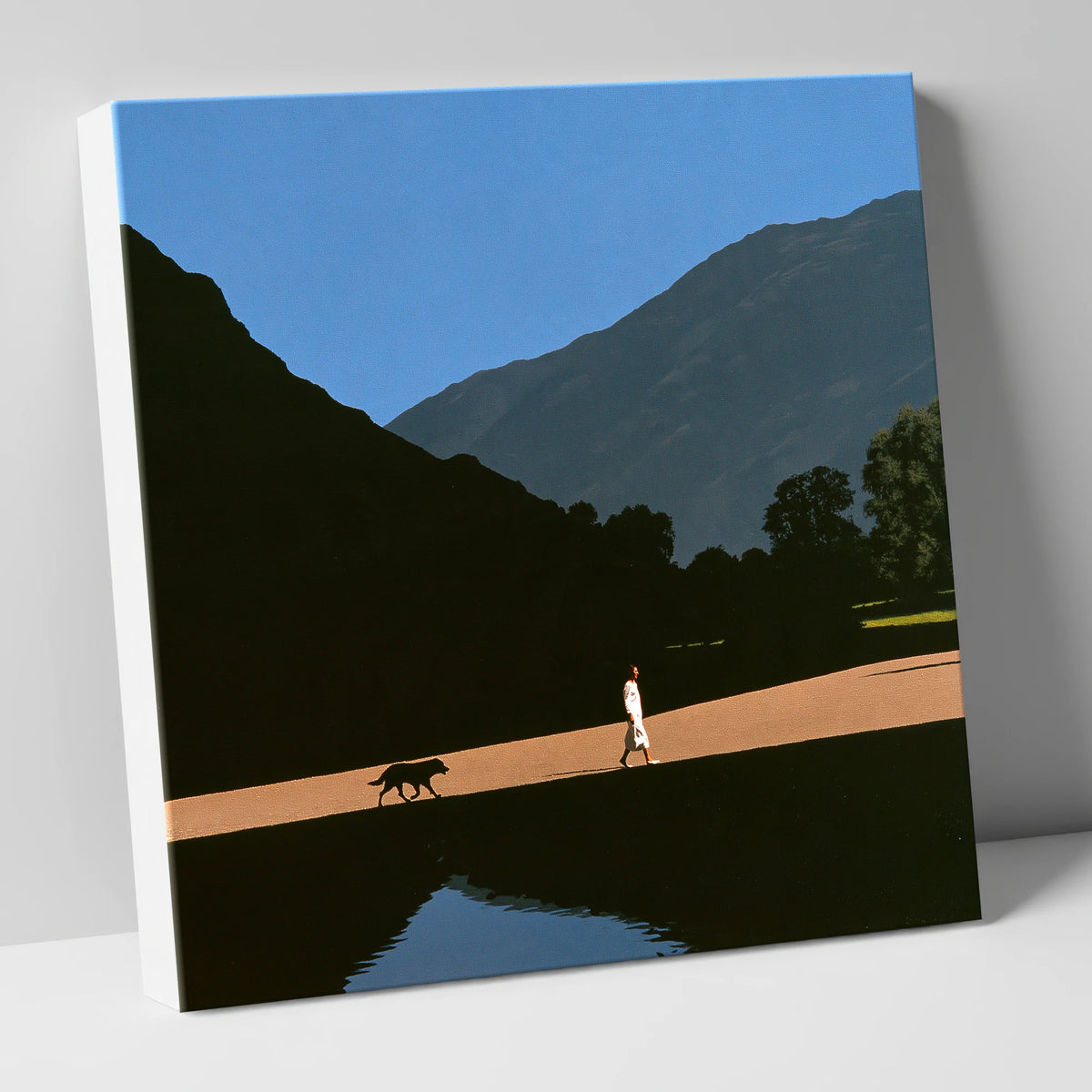 Patterdale Dog Walk Silhouette gifts for dog walkers canvas wall art