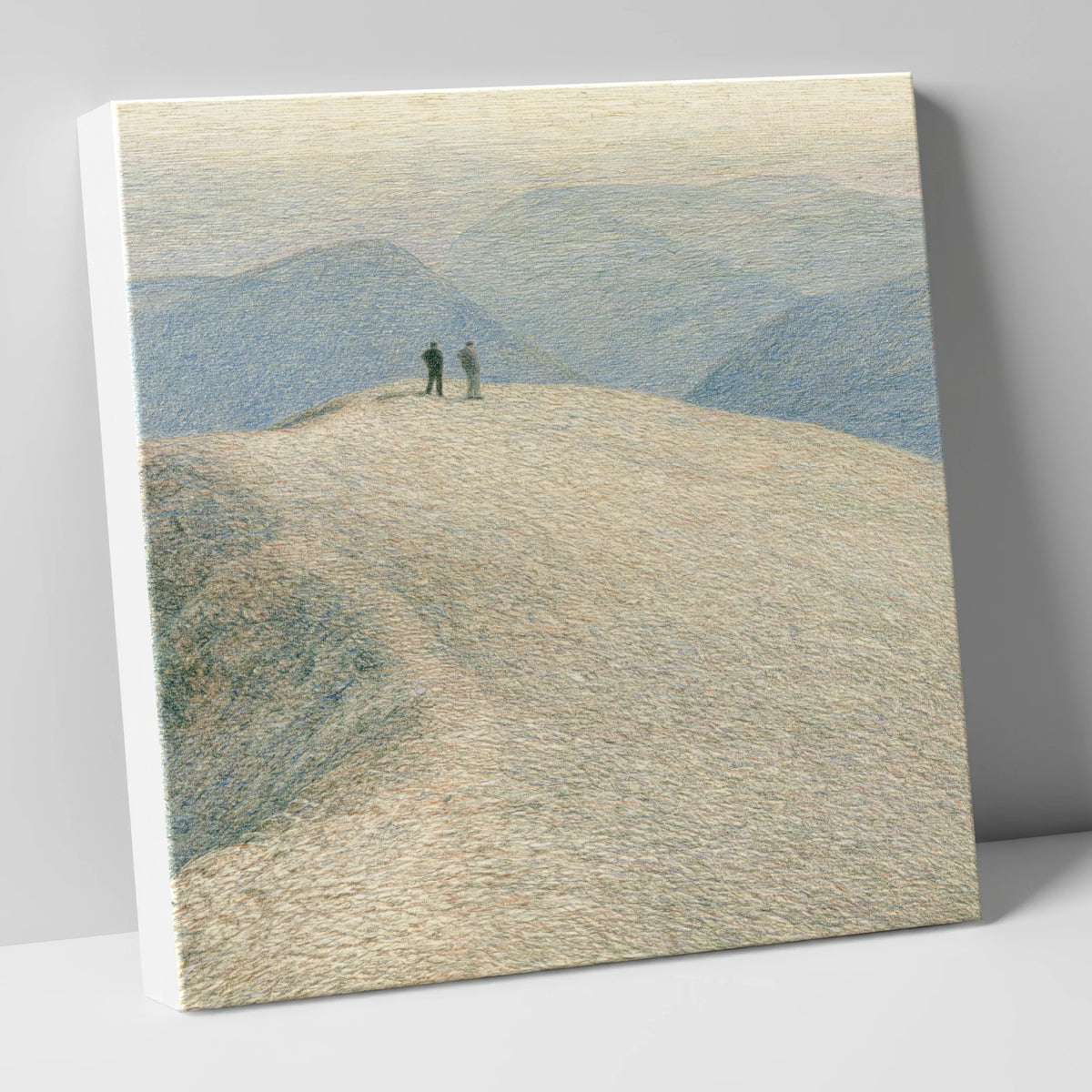 Hikers Above Hazy Blue Fells lake district fell canvas wall art