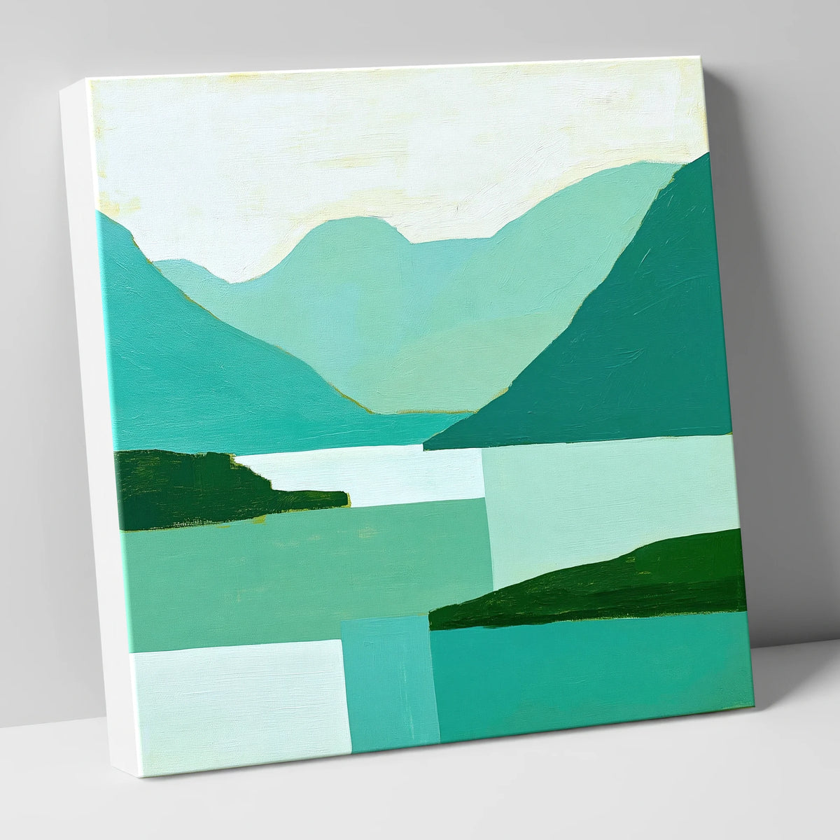 Abstract Wasdale Fells in Teal lake district valley canvas wall art
