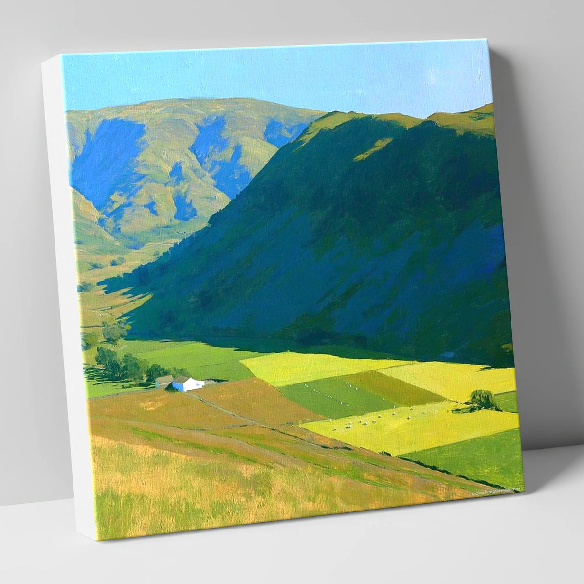 Sunlit Fields Below Steel Knotts lake district fell canvas wall art