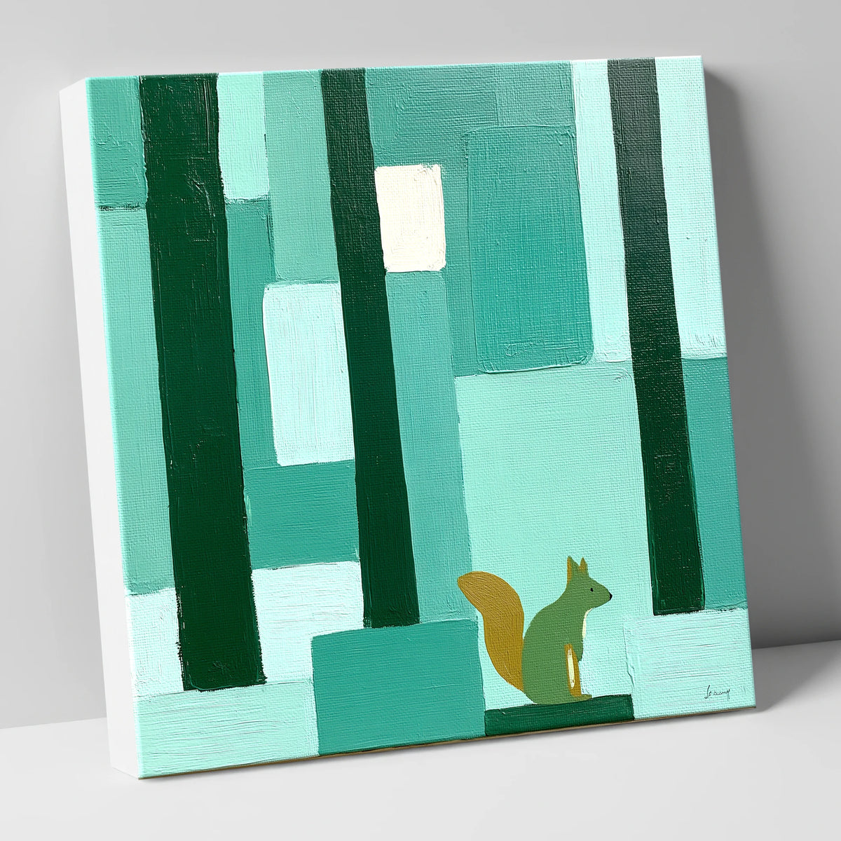Red Squirrel in Teal Woodland lake district wildlife canvas wall art