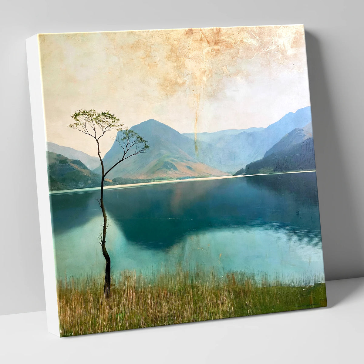 Lone Tree on Buttermere Shore lake district lake canvas wall art