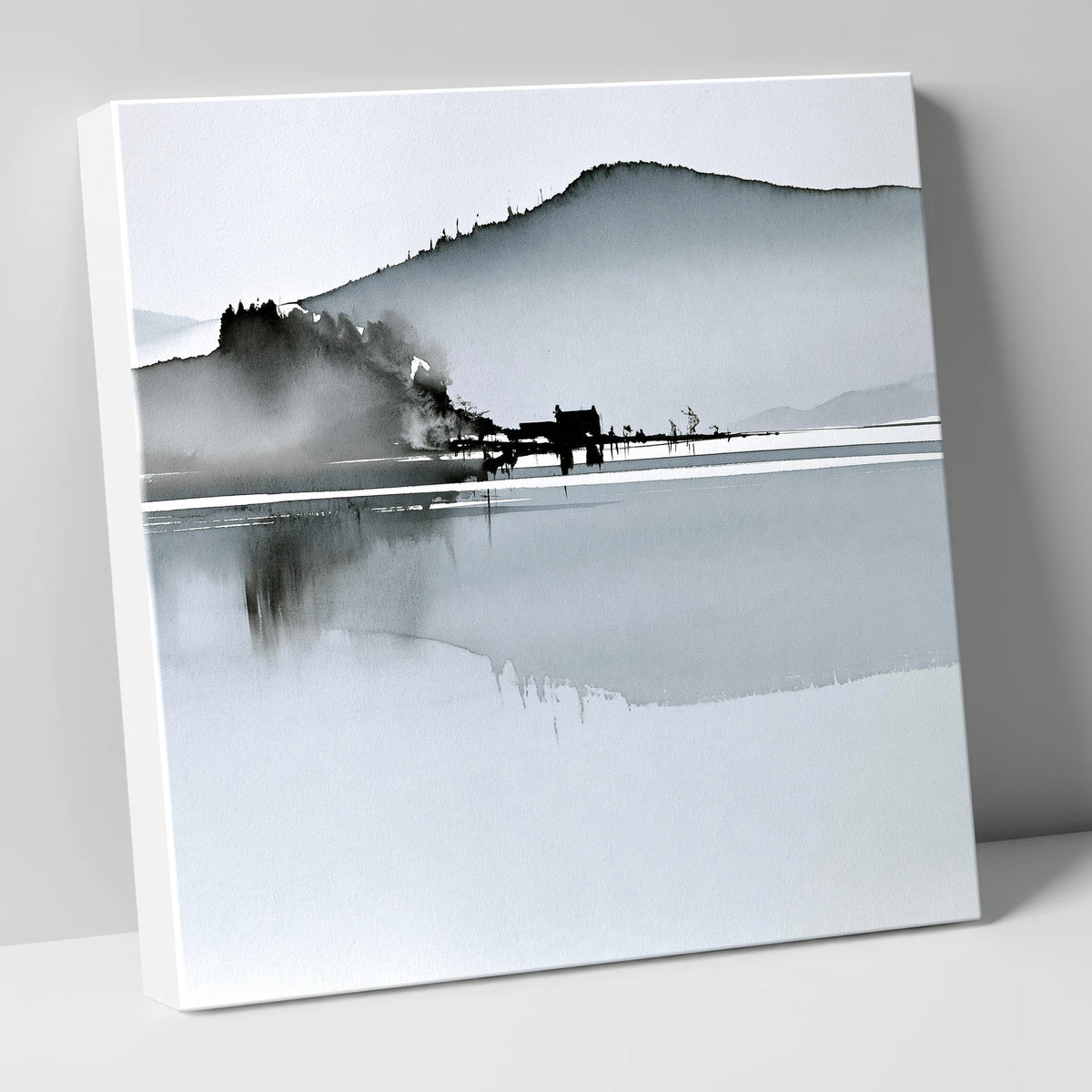 Monochrome Calm Lake Reflections lake district lake canvas wall art