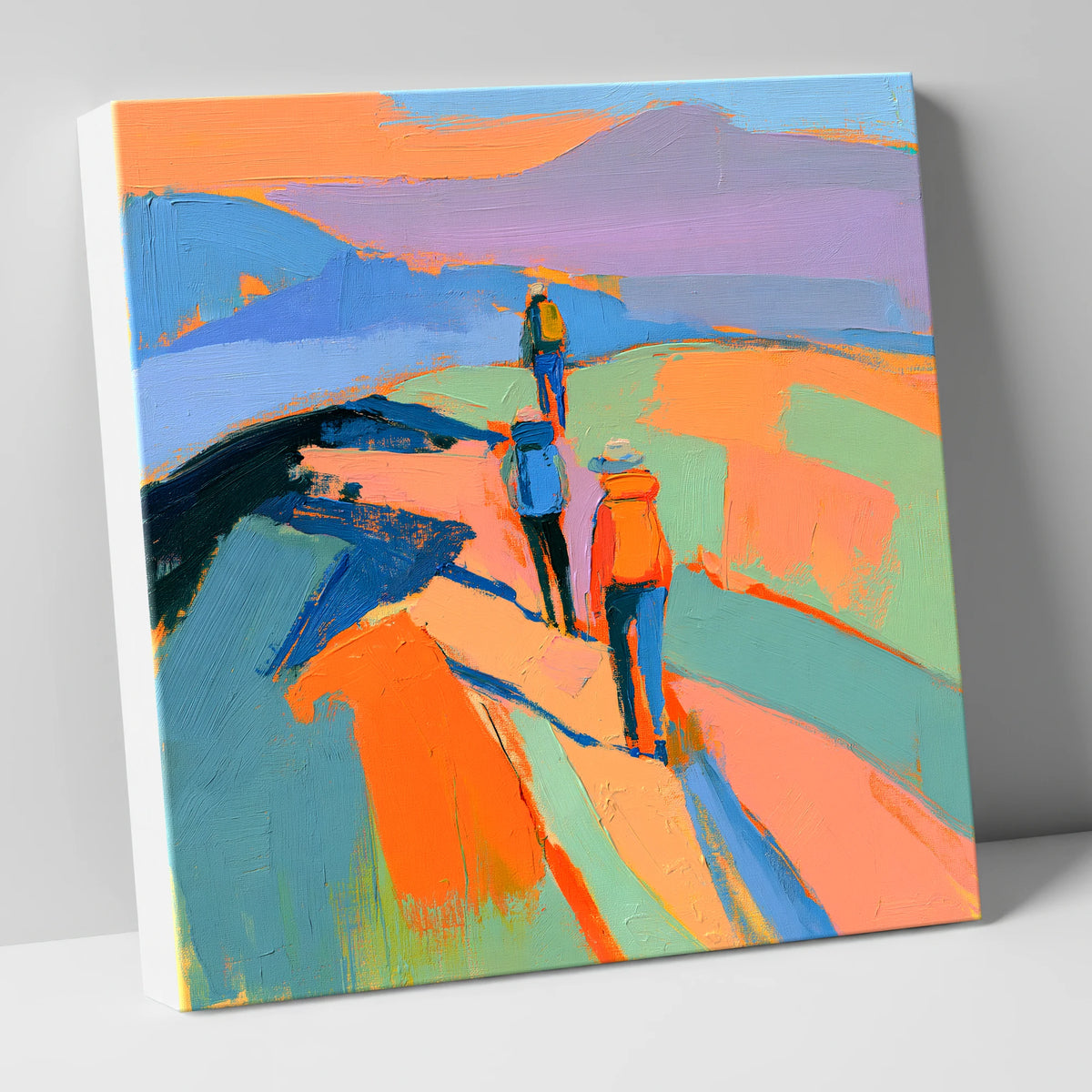 Vivid Hikers on a Fell Ridge lake district fell canvas wall art