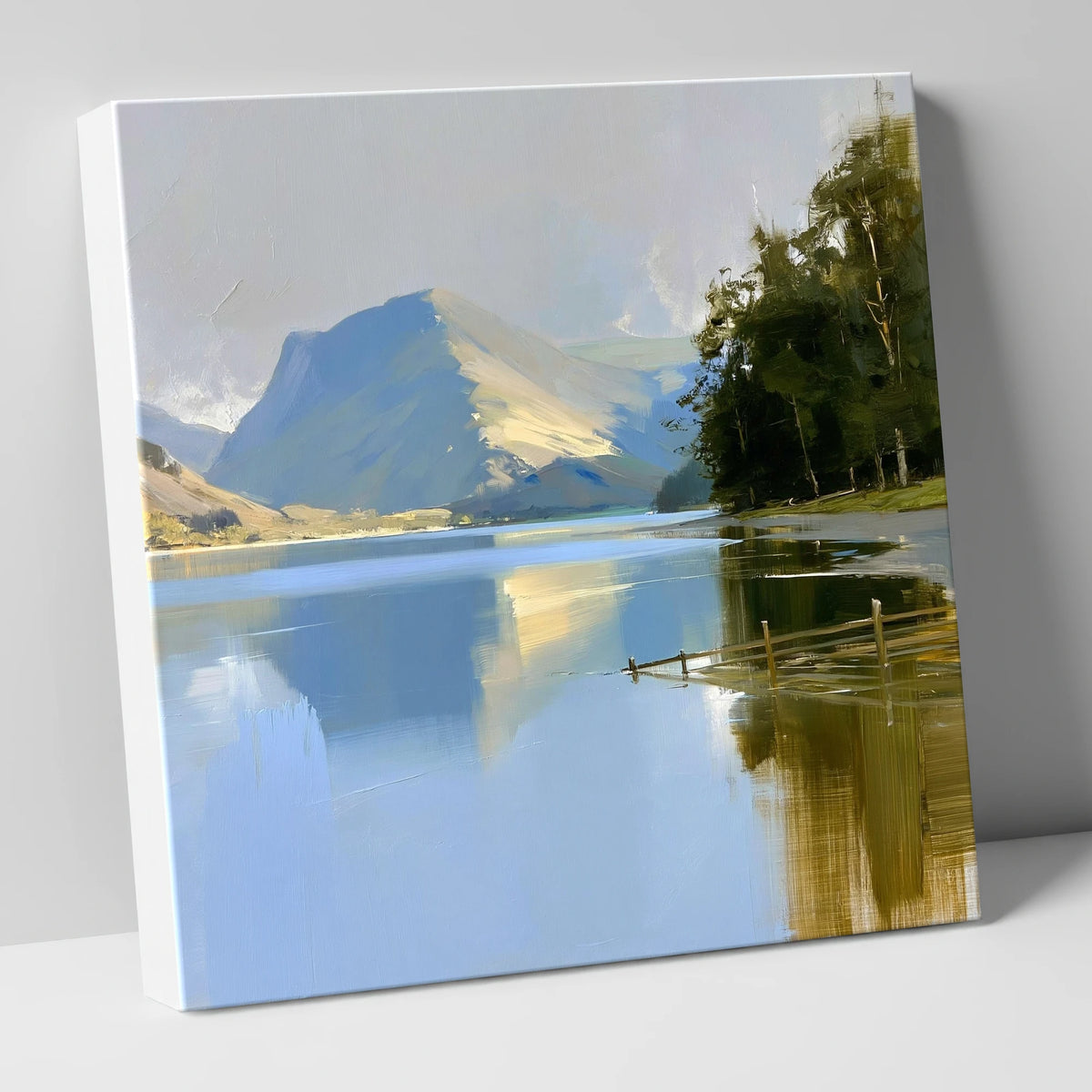Buttermere Reflections in Blue and Gold lake district lake canvas wall art
