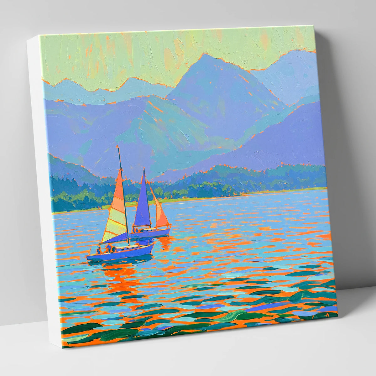 Vibrant Sailboats on Windermere lake district lake canvas wall art