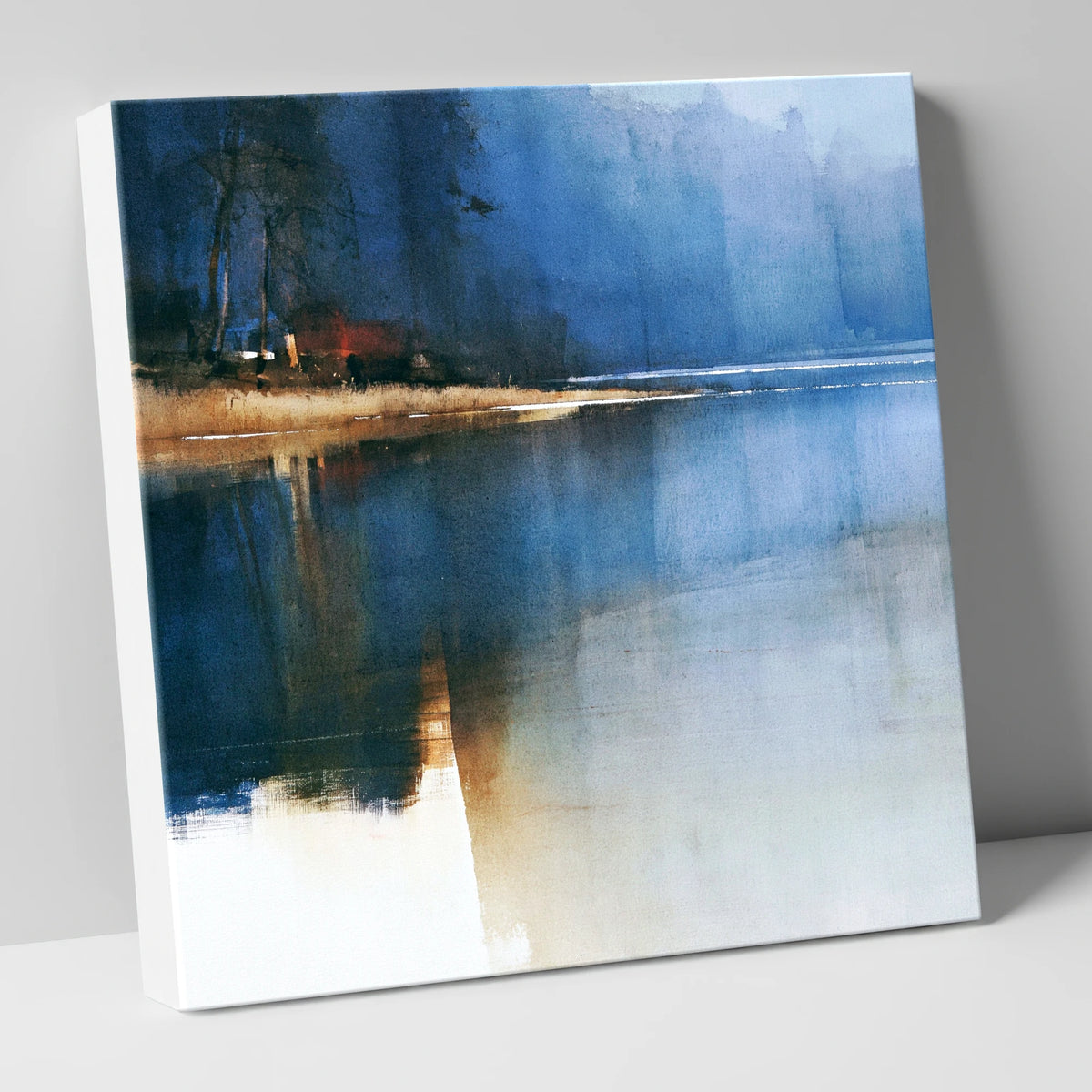 Moody Blue Calm Lake Reflections lake district lake canvas wall art
