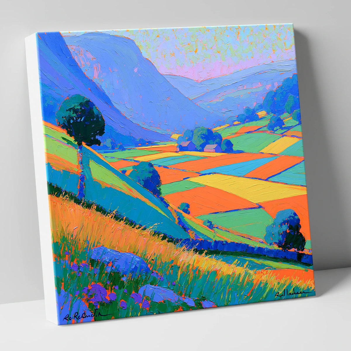 Bold Patchwork Fields and Fells lake district valley canvas wall art