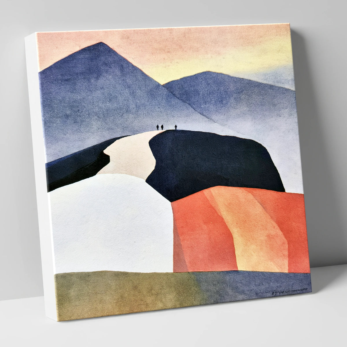 Fell Summit in Terracotta and Indigo lake district fell canvas wall art
