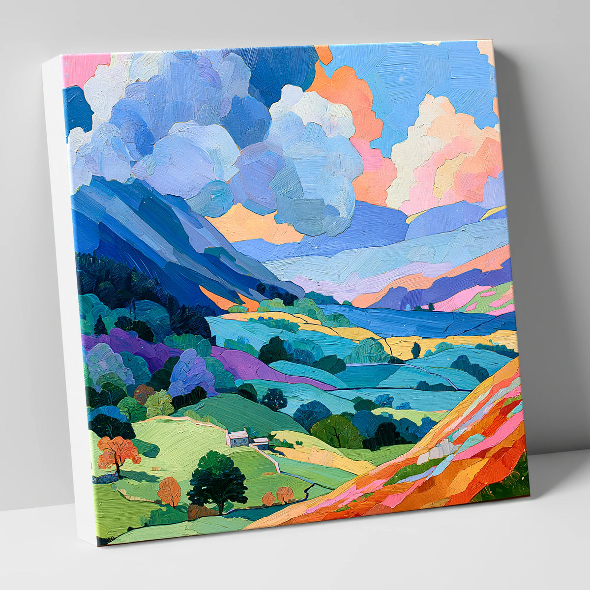 Colourful Fells Under Billowing Clouds lake district fell canvas wall art