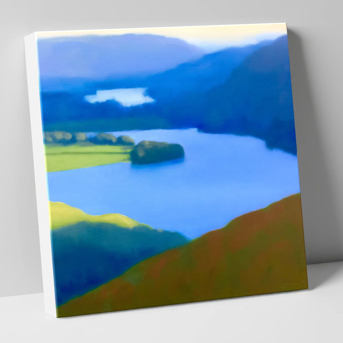 Grasmere Lake in Ultramarine Blue lake district lake canvas wall art