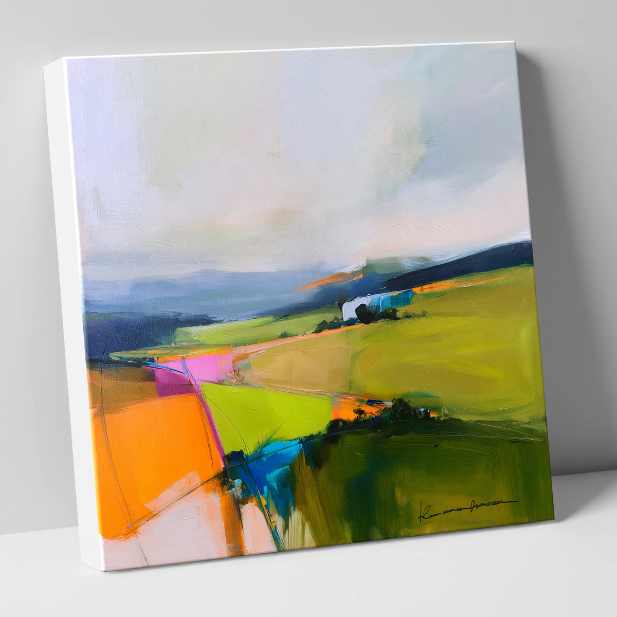 Vivid Patchwork Lakeland Dale lake district valley canvas wall art