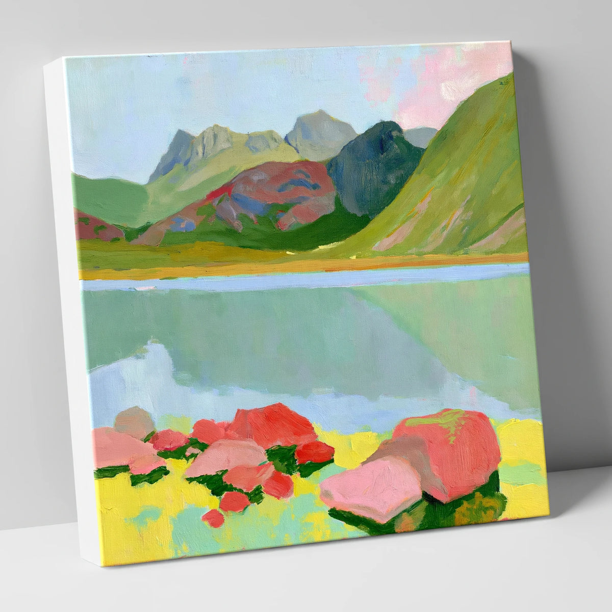 Pastel Rocks at Blea Tarn lake district valley canvas wall art