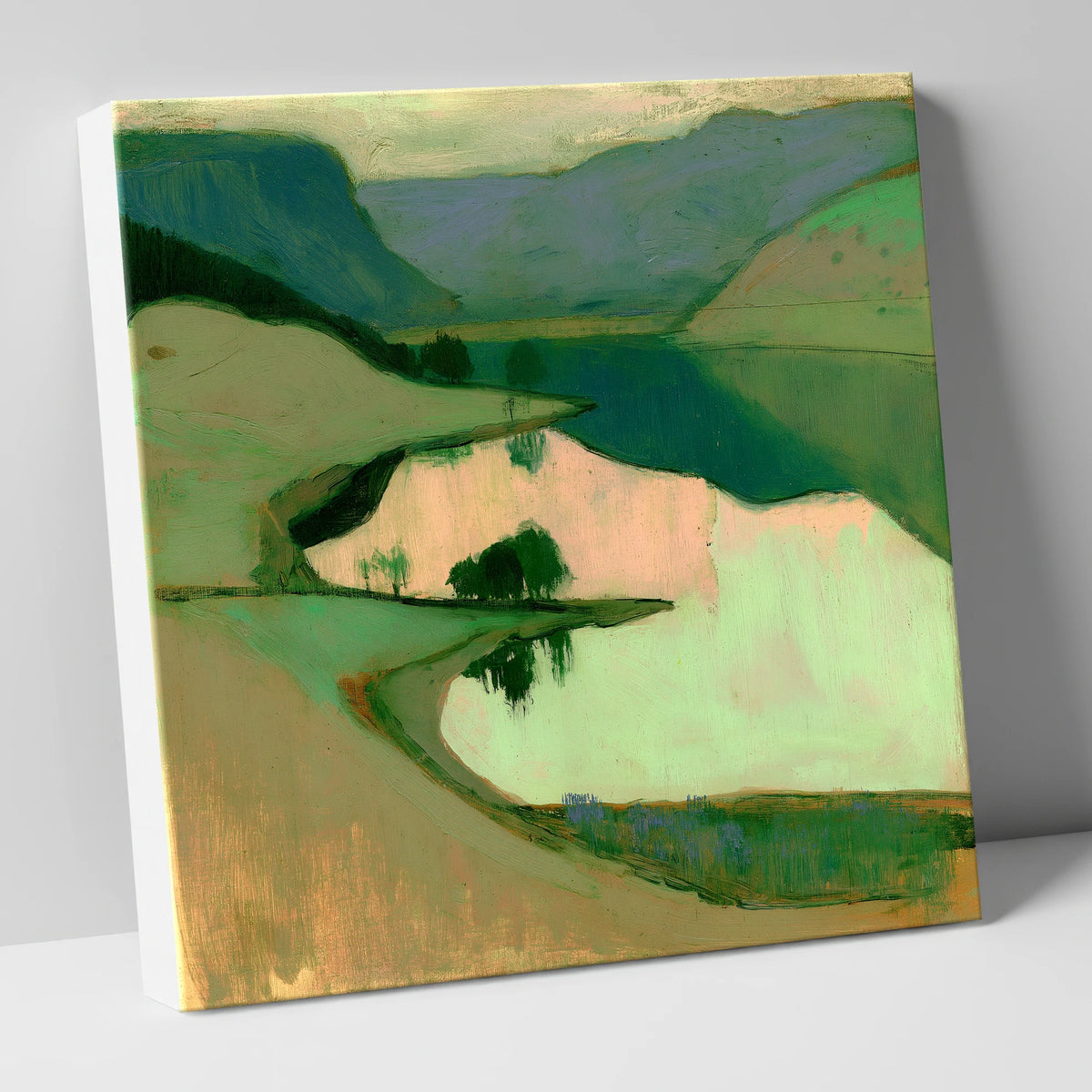 Fell Lake with Peach Reflections lake district lake canvas wall art