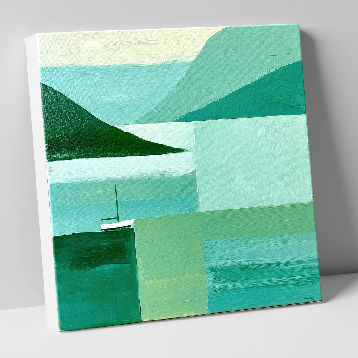 Geometric Wasdale Valley in Teal lake district valley canvas wall art