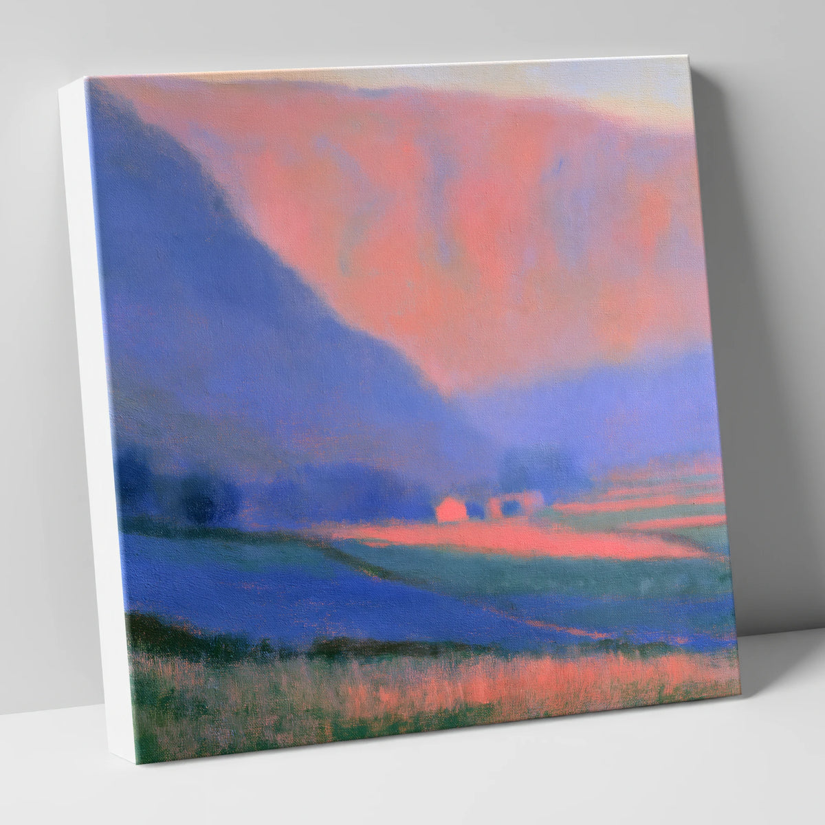 Pink Light on Patchwork Fields lake district valley canvas wall art