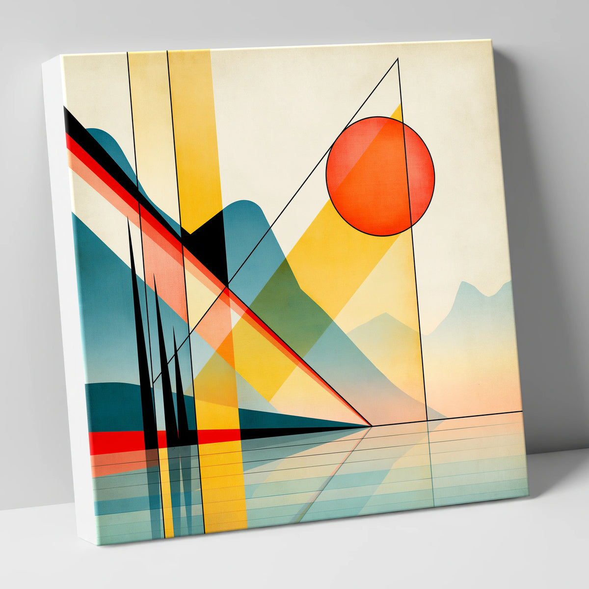 Geometric Dawn Over the Lake lake district lake canvas wall art